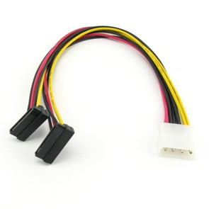 Переходник питания Molex 4-pin ->2SATA угл. разъем, 0.3м (KC-230) 8528