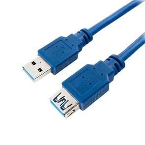 Удлинитель USB Am-Af 1.8м (USB 3.0) Pro, позол.конт., синий 23483