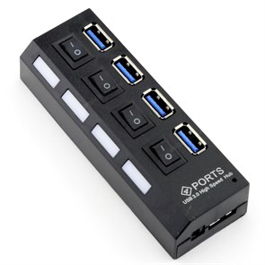 USB 3.0 Hub 4 port (с дополнительным блоком питания 5V 2A, отдельными выкл.) 31013