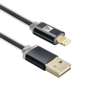 Кабель USB A --> Lightning 8pin (m) 1.0м для Apple ACD-Smart, TPE, 2-ст. конн., инд. заряда, черный (ACD-U915-P6B) 33262
