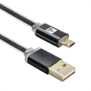 Кабель USB A --> Micro USB 5P (B) 1.0м ACD-Smart, TPE, 2-ст. конн., инд. заряда, черный (ACD-U915-M2B) (USB 2.0) 33260