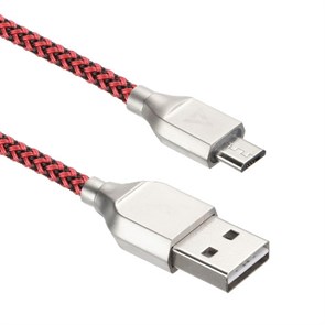 Кабель USB A --> Micro USB 5P (B) 1.0м ACD-Titan нейлон, 2-ст. конн., красно-черный (ACD-U927-M1R) (USB 2.0) 33261
