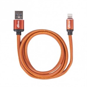 Кабель USB A --> Lightning 8pin (m) 1.0м для Apple, RITMIX RCC-425 Leather 33191