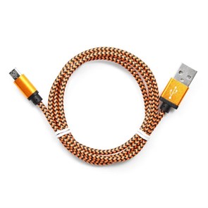 Кабель USB A --> Micro USB 5P (B) 1.0м нейлон, оранжевый, Cablexpert (CC-mUSB2oe1m) 33227