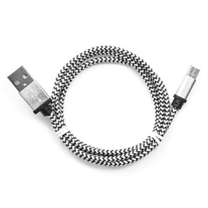 Кабель USB A --> Micro USB 5P (B) 1.0м нейлон, серебристый, Cablexpert (CC-mUSB2sr1m) 33224