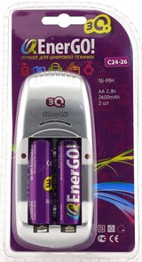 Зарядное устройство 3Q Q-EnerGO! C24-26 для AA/AAA/6F22("Крона") + 2аккум. AA2600mAh 33620