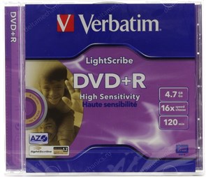 DVD+R 4.7GB Verbatim 16x, LightScribe, jewel (43574) 21910
