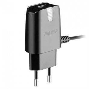 Зарядное устройство 220V -> Type-C (M) + USB (F) 5V WALKER WH-24, 2000mA, черное 32873