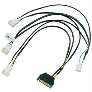Разветвитель 1x4-pin (F) --> 3x4-pin (M) PWM + питание 1xSATA Akasa FLEXA FP3S 30см AK-CBFA06-30 33303