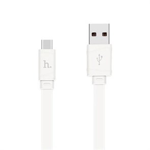Кабель USB A --> Type-C (M) 1.0м (USB 2.0) hoco X5, белый, плоский, силиконовая оплётка 33533