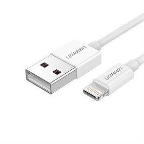 Кабель USB A --> Lightning 8pin (m) 1.0м для Apple, MFI 2.1A, цвет белый, Ugreen 33276