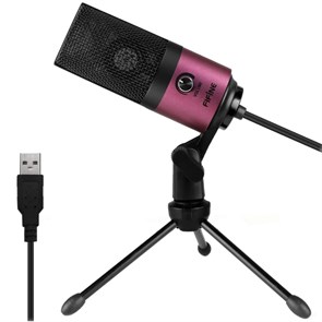 Микрофон FIFINE K669 (розовый, на штативе, USB 5V, 20Hz-20kHz, -34dB±30% (1kHz), S/N 78dB, шнур 1.8 м, рег. громкости) 34660