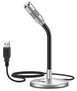 Микрофон FIFINE K050S (серебристый, на гибкой ножке, USB, 50Hz-17kHz, -47dB±3dB, S/N 55dB) 34825