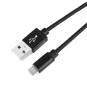 Кабель USB A --> Micro USB 5P (B) 1.0м нейлон, черный, Cablexpert (CC-mUSB2bk1m) 34662