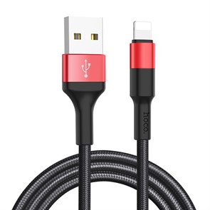Кабель USB A --> Lightning 8pin (m) 1.0м для Apple, hoco X26, черно-красный 34906