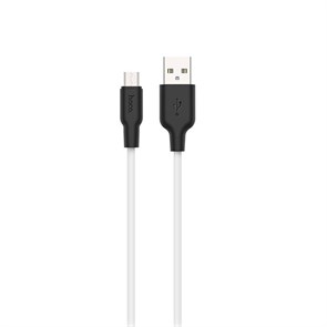 Кабель USB A --> Micro USB 5P (B) 1.0м hoco X21, бело-черный, силиконовая оплетка 34898