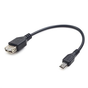 Переходник Micro USB тип B (5pin M) -> USB A (4-pin F) (OTG-кабель) удлиненный разъем micro USB 9мм 32529