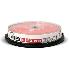 DVD+R 8.5GB (Double Layer) Mirex 8x (упаковка 10шт., на шпинделе), printable 20137