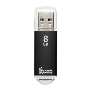 USB 2.0 Flash Drive 8GB SmartBuy V-Cut, алюминий, черный 34582
