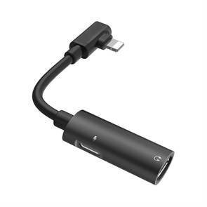 Переходник Lightning (m) -> 2 x Lightning 8pin (f) (для зарядки и наушников) Hoco LS18 черный 35038