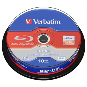 BD-RE 25GB Verbatim 2x, (упаковка 10шт., на шпинделе) (43694) 34784