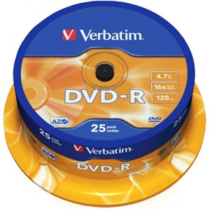 DVD-R 4.7GB Verbatim 16x (упаковка 25шт. на шпинделе) (43522) 12534