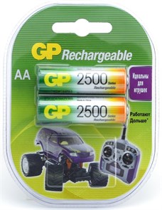 Аккумуляторы "AA" GP 250AAHC-2 (NiMH, 1.2V, 2500mAh), упаковка 2шт. 35034