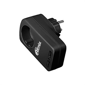 Зарядное устройство 220V -> USB 5V Ritmix RM-018 2100mA, +розетка 220В, черный 27574