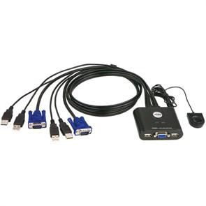 KVM-переключатель ATEN CS22U-A USB/VGA на 2 компьютера (кабели 0.9м, проводной пульт ДУ) 31801