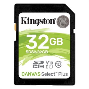 SD Memory Card SDHC 32GB class10 Kingston Canvas Select Plus UHS-I U1 V10 100MB/s (SDS2/32GB) 35309