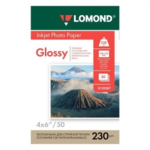 Бумага Lomond A6 10х15 см, Глянцевая, 230г/м2 50л (0102087) 35168