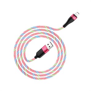 Кабель USB A --> Lightning 8pin (m) 1.0м для Apple, hoco U85 красный, светящийся 35540