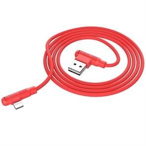 Кабель USB A --> Lightning 8pin (m) 1.0м для Apple, hoco X46, красный, угл. разъемы, 2-ст. USB разъем, силиконовая оплетка 35543