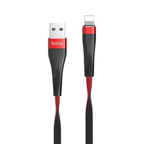 Кабель USB A --> Lightning 8pin (m) 1.2м для Apple, hoco U39 красно-чёрный 35538