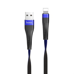 Кабель USB A --> Lightning 8pin (m) 1.2м для Apple, hoco U39 сине-чёрный 35539