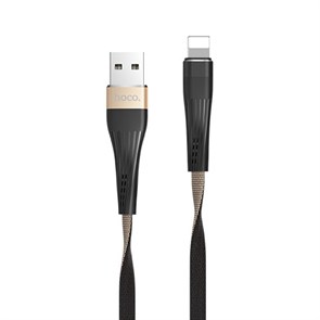 Кабель USB A --> Lightning 8pin (m) 1.2м для Apple, hoco U39 чёрно-золотой 35537