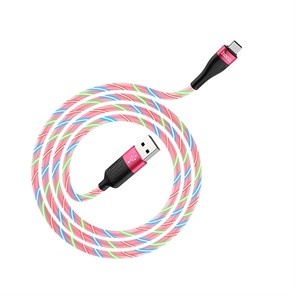 Кабель USB A --> Type-C (M) 1.0м (USB 2.0) hoco U85, красный, светящийся 35554