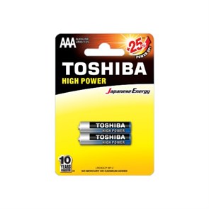 AAA (LR03) Toshiba, 1.5V, alkaline, упаковка 2шт. 35574