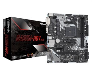 Socket AM4 ASRock B450M-HDV R4.0 (AMD B450, 2xDDR4, 4xSATA-3, 6xUSB 3.1, DSUB/DVI/HDMI, GLAN, mATX) 36038