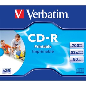 CD-R 700Mb 80min Verbatim 52x, DataLife+, jewel, printable (43324) 32783