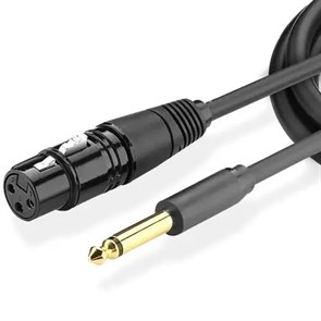 Кабель XLR (F) - jack 6.3 мм (M) TS, моно, Ugreen 2м черный для микрофона, PVC (20719) 34687