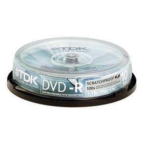 DVD-R 4.7GB TDK 16x Scratch Proof (упаковка 10шт. на шпинделе) 12389