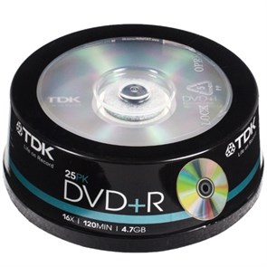DVD+R 4.7GB TDK 16x (упаковка 25шт. на шпинделе) 12500