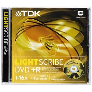 DVD+R 4.7GB TDK 16x, jewel, LightScribe 16655