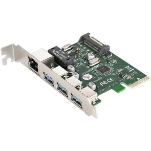 Ethernet-адаптер PCI-e ExeGate EXE-361 UTP 10/100/1000 Mbit/sec + 3xUSB 3.0 35980