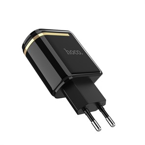 Зарядное устройство 220V -> USB 5V hoco C39A 2xUSB, 2400mA, черное, LED дисплей 35757