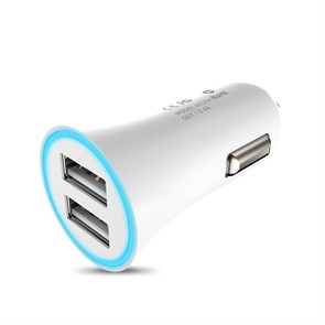 Зарядное устройство а/м 12V -> USB 5V hoco UC204 2xUSB, 2400mA, белое 35773