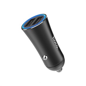 Зарядное устройство а/м 12V -> USB 5V hoco Z30A 2xUSB, 3100mA, металл, чёрное 35777