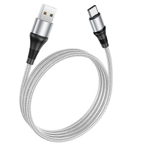 Кабель USB A --> Type-C (M) 1.0м (USB 2.0) hoco X50, серый, в оплётке, 3A 35845