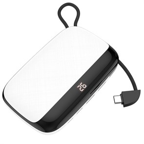 Портативный аккумулятор hoco S29 10000mAh, 2xUSB 3A, встр. кабель Type-C, белый 36060